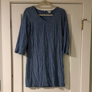 J. Crew Denim Dress with Scalloped Sleeves